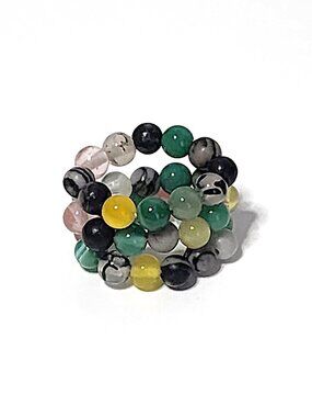 Gemstone stretch stacking rings